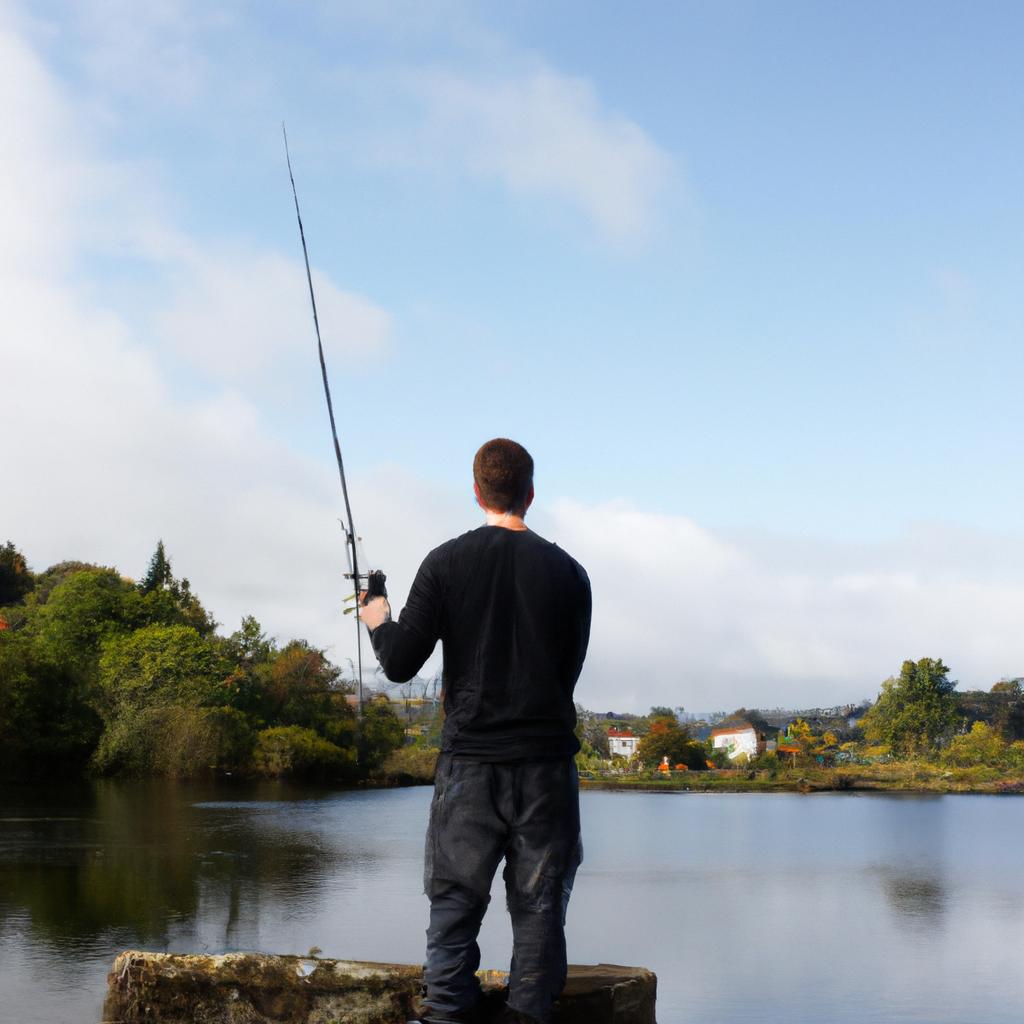 Person fishing in scenic location